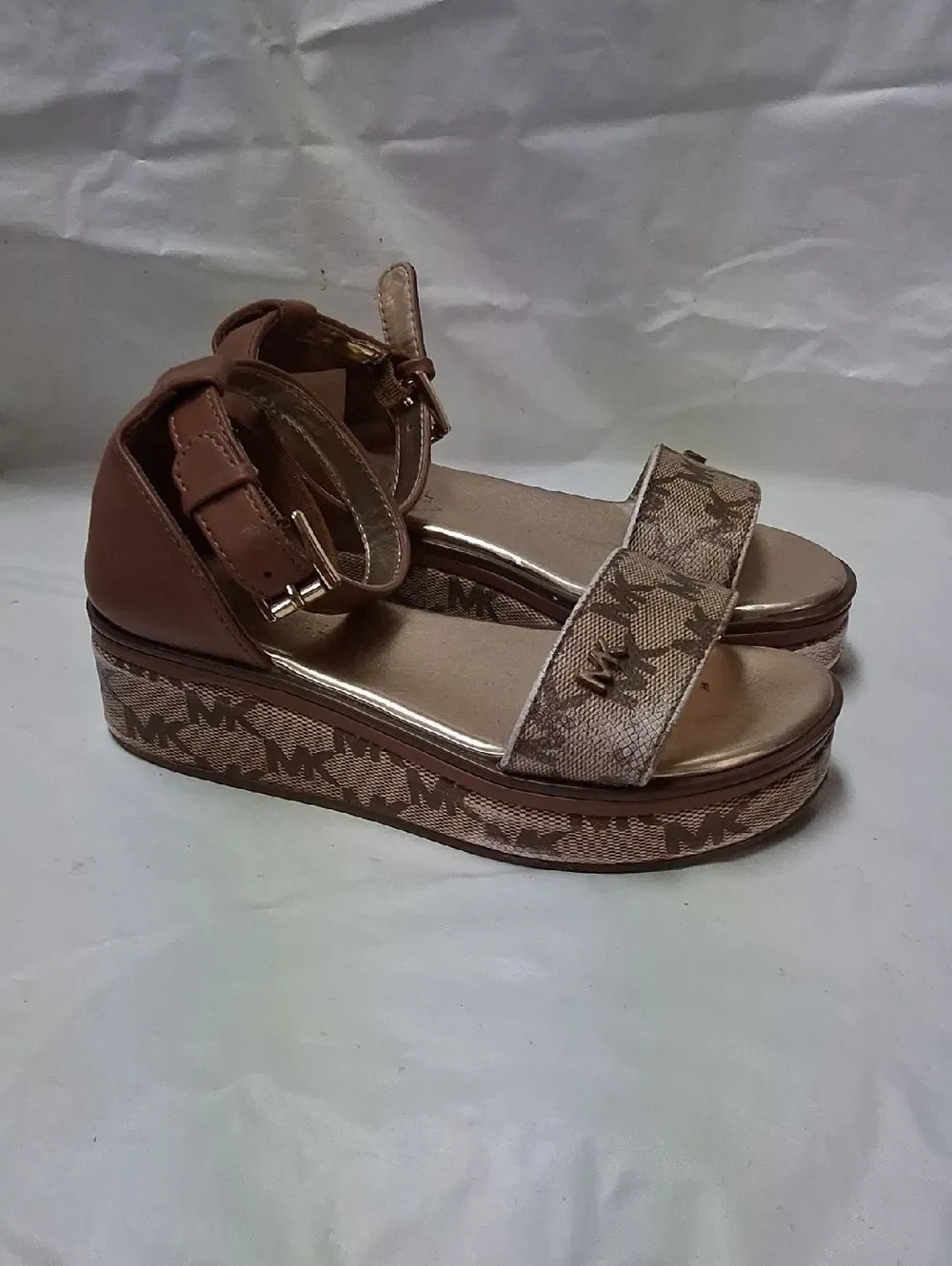 Michael Kors Brown/Tan Platform Ankle-Strap Sandals Size 12 Toddler Girl